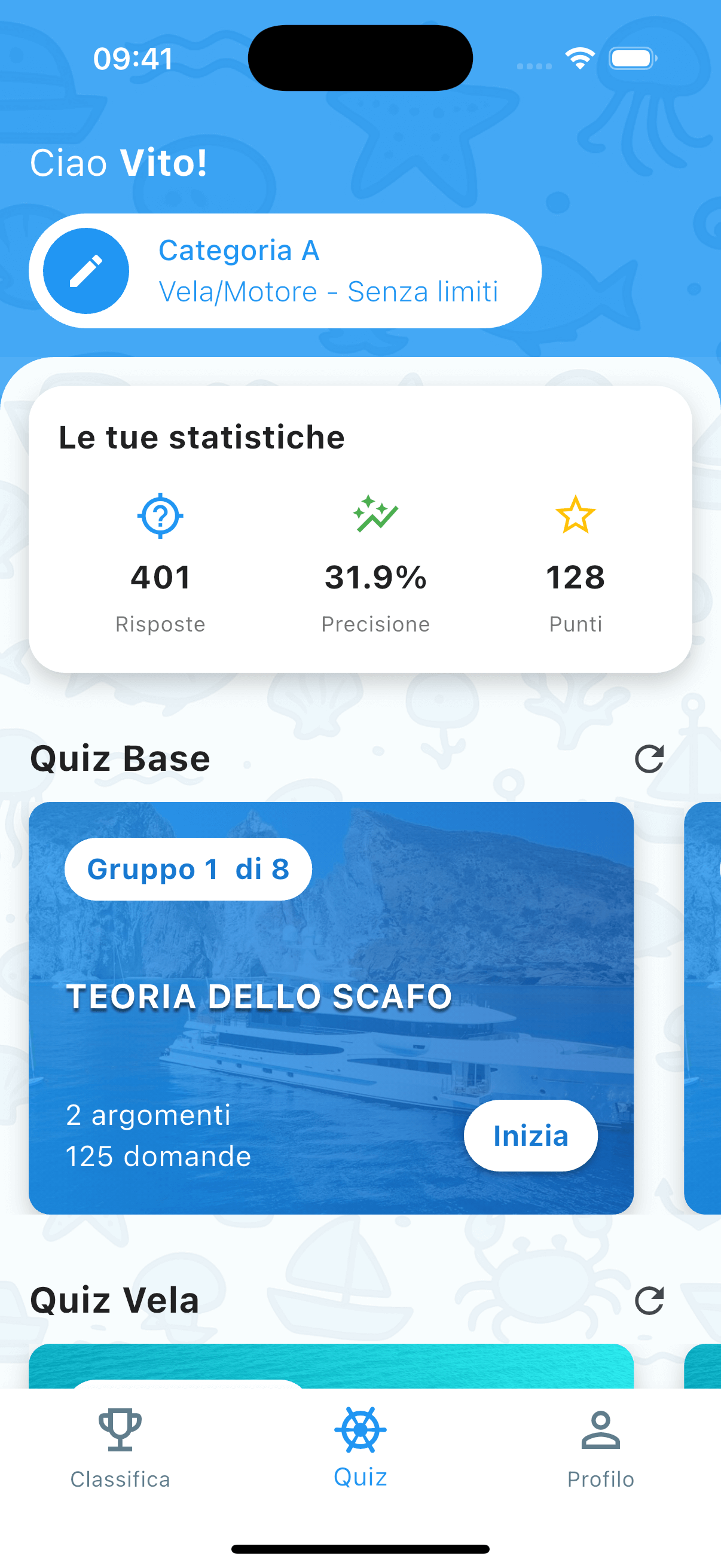 Screenshot dell'app StoQuiz